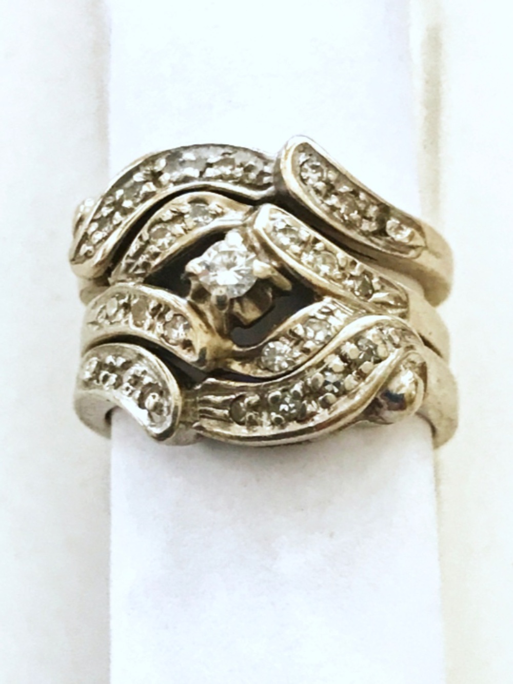 Elegant 14K White Gold Wedding Ring Set Size 8